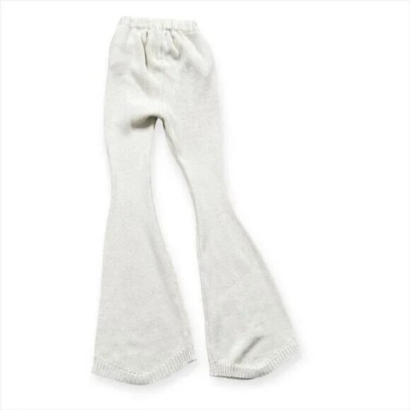 Hanifa Cream Chunky Cozy Knit Flare Leg Pants Tall Girl Friendly Sz XS - Picture 2 of 9